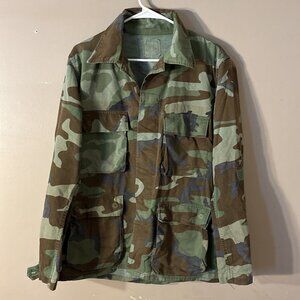 Camouflage Military Issue Army Fatigues Jacket Combat Woodland Sz M